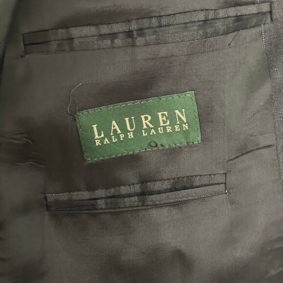 Lauren Ralph Lauren 44R green tag blazer 100% wool black gray stripe classic - Picture 4 of 11